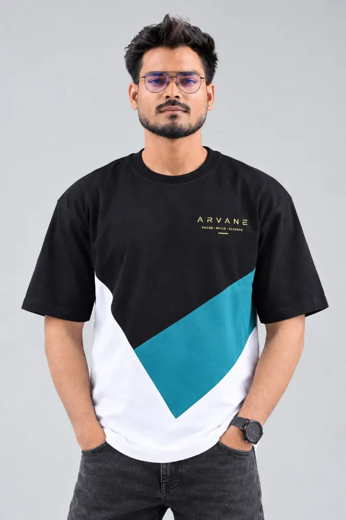ARVANE Color Block Oversized T-Shirt (S)